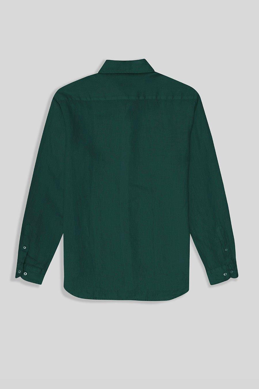 Men's linen shirt dark green - imagen 2