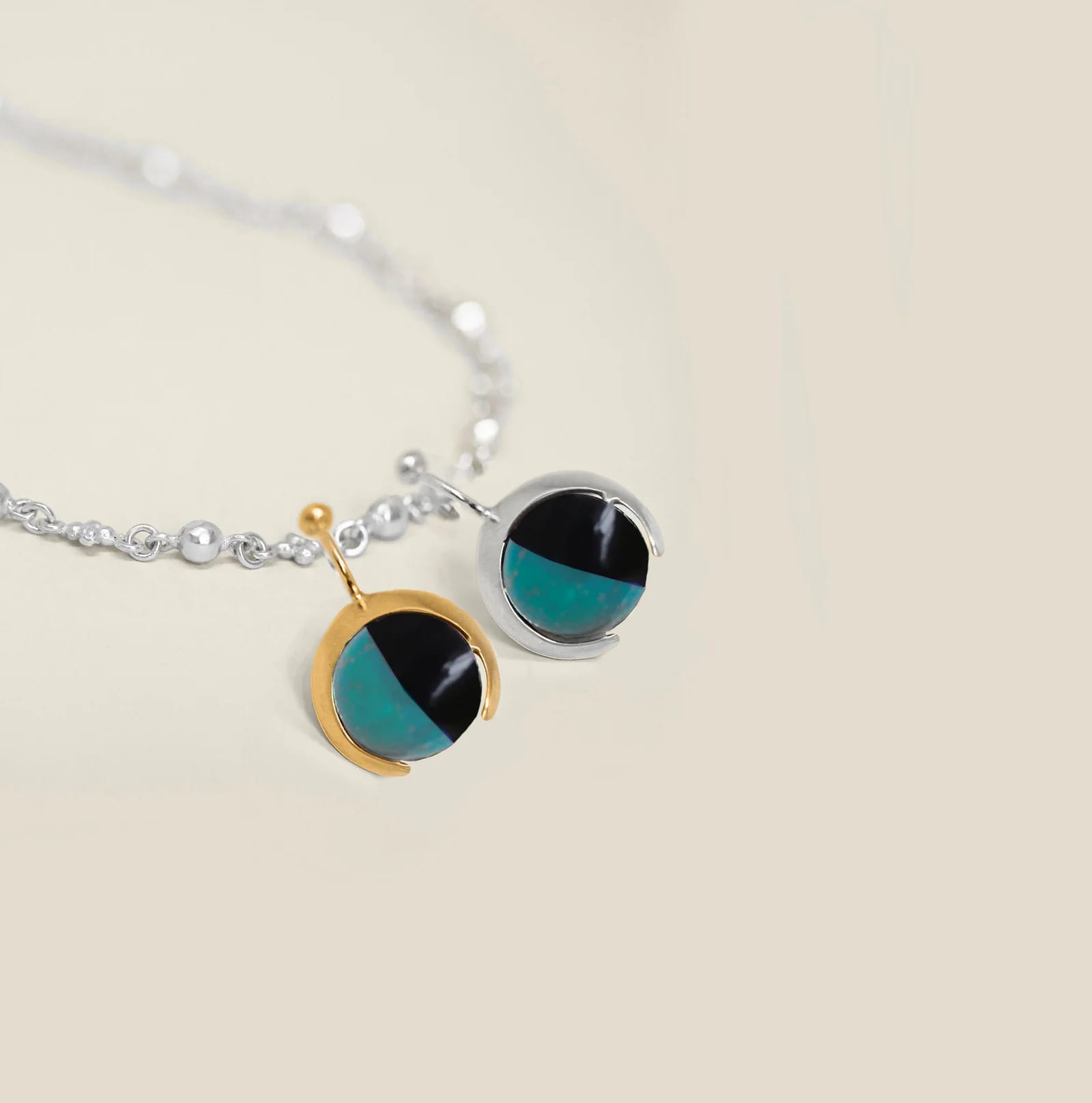 Moon Shadow Pendant Amazonita Obsidiana - imagen 1