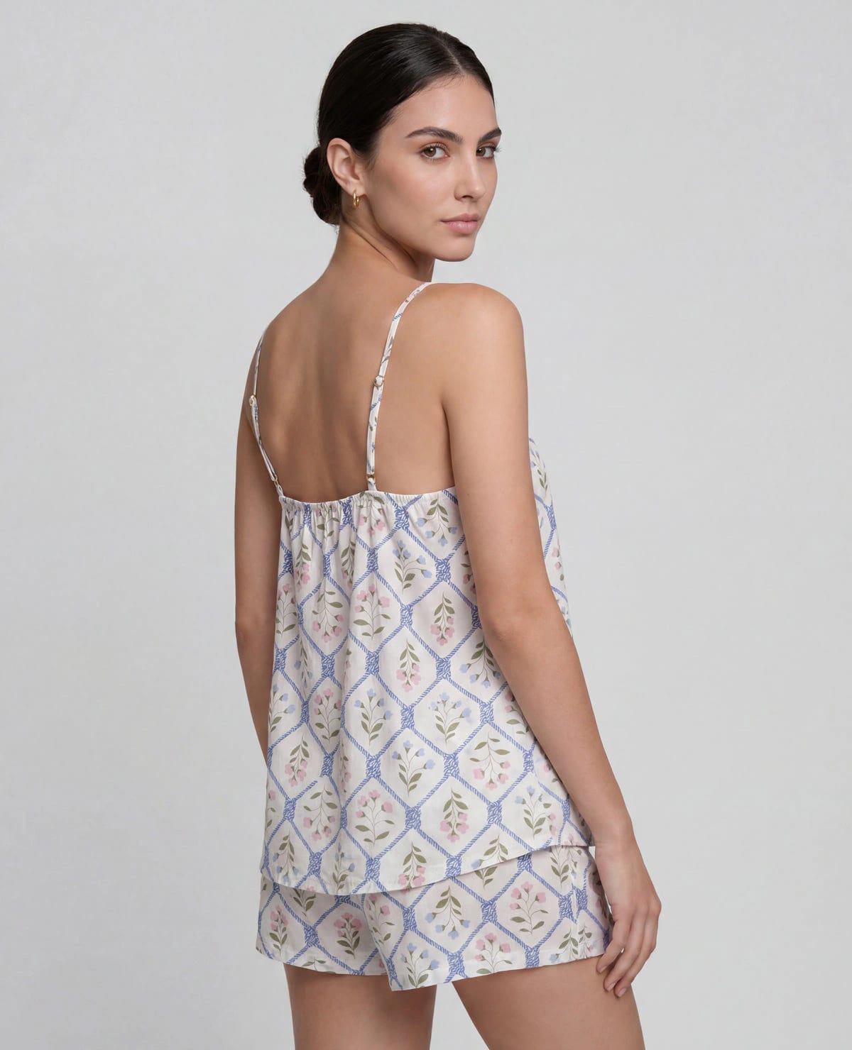 Pijama Short con Blusa Escote en V y Tiras Ajustables Azul | St. Even - imagen 2