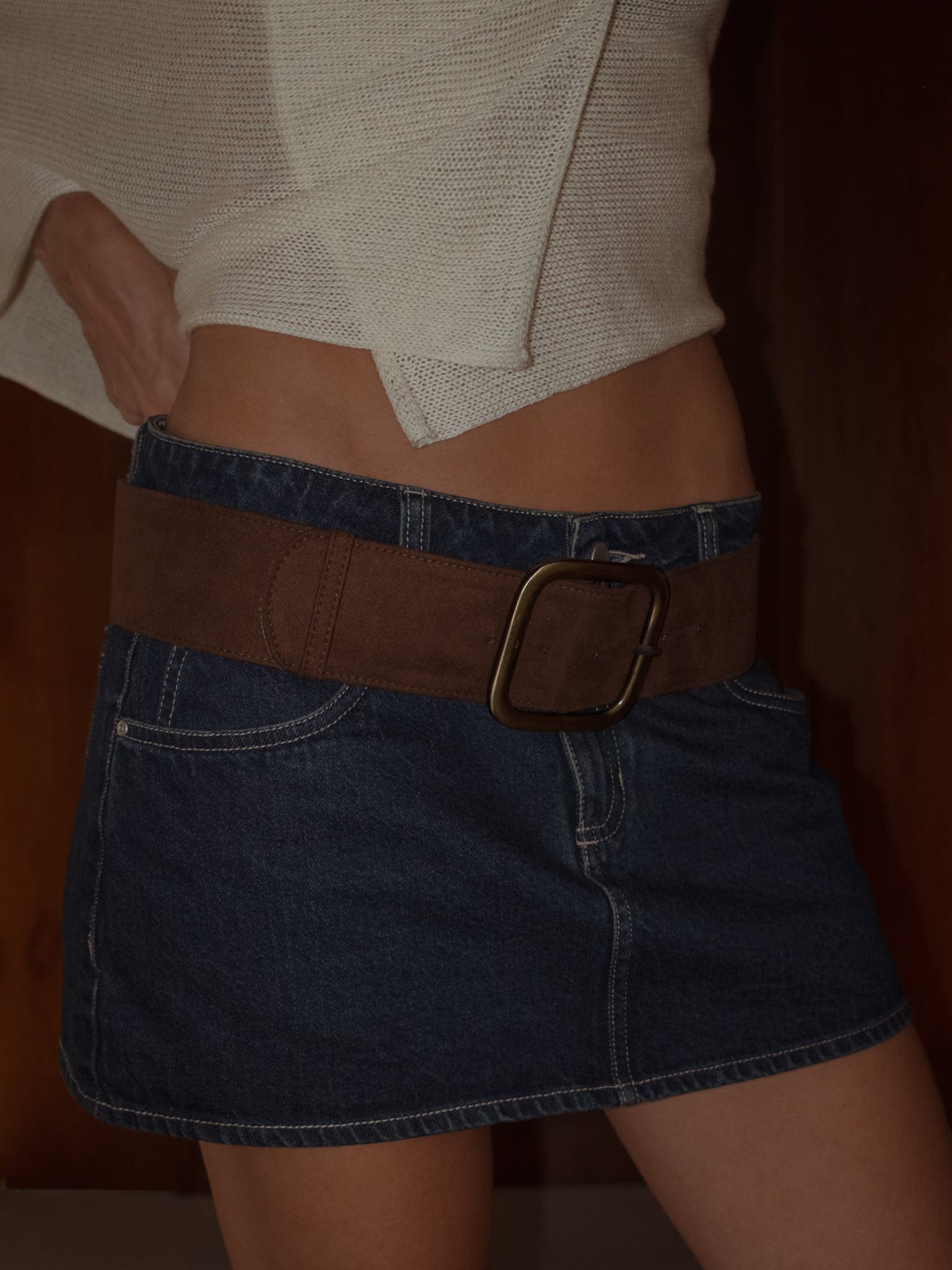 SUEDE BIG BELT - SEPIA - imagen 6