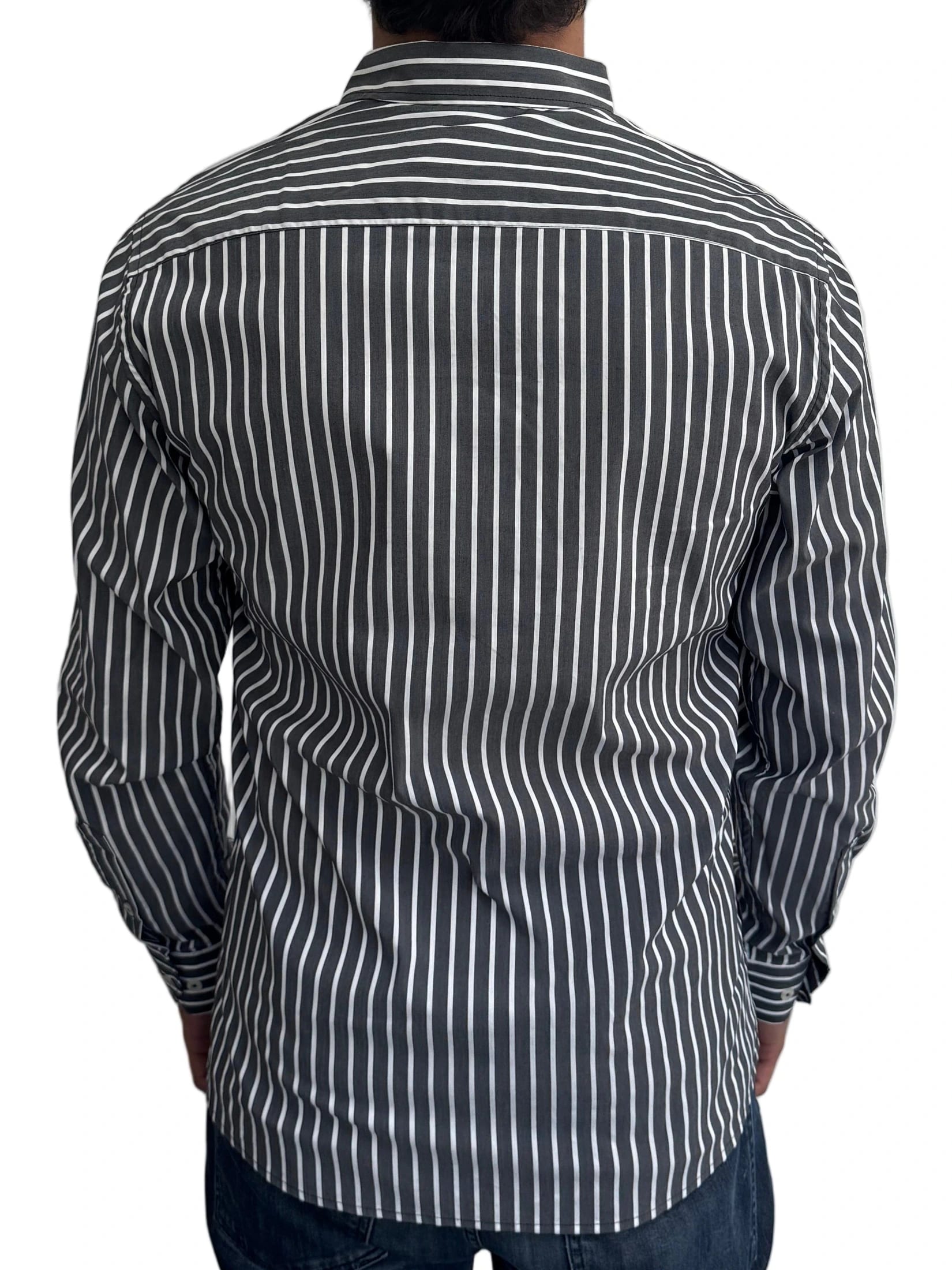 Camisa Gris Rayas Blancas A Negra - imagen 2