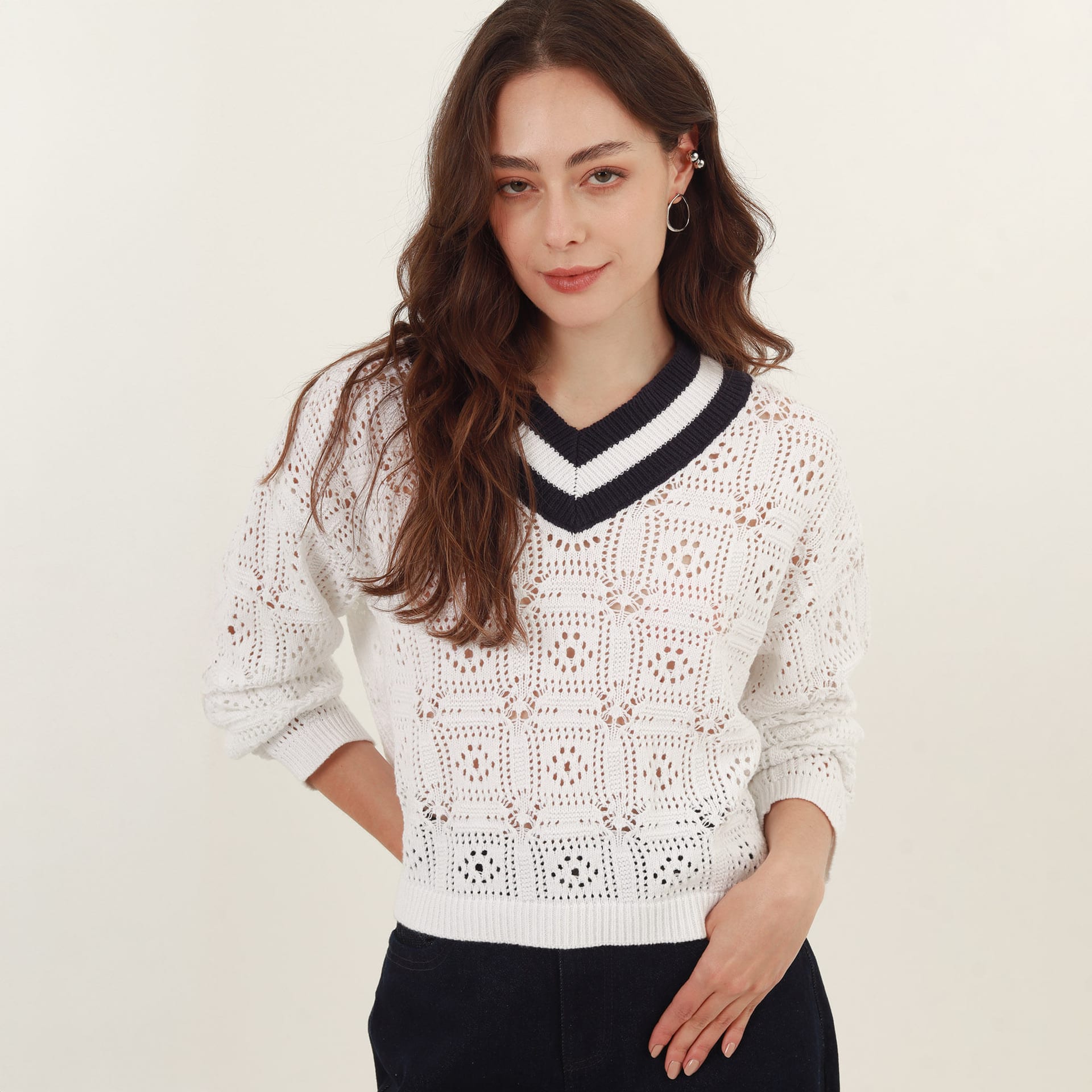Sweater Cuello V Manga Larga - imagen 10