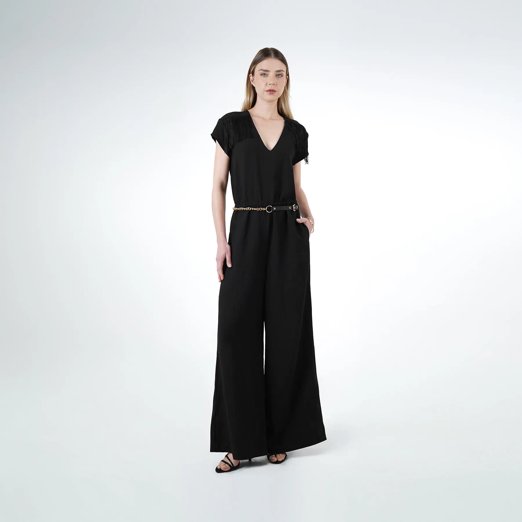 Vestido Cuello V Manga Corta - imagen 1