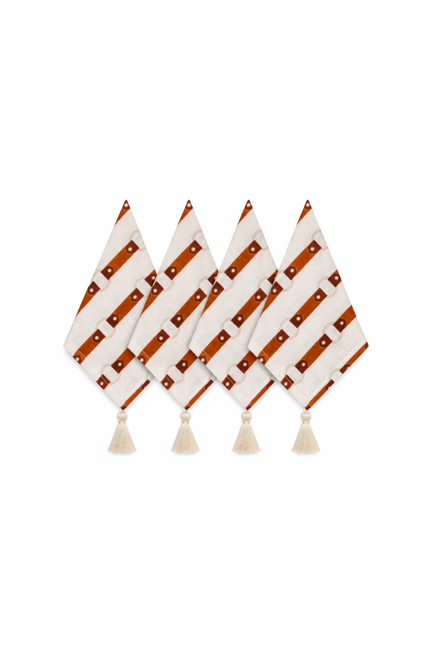 Horse Reins Linen Napkins with Tassels / Set of 4 - imagen 1