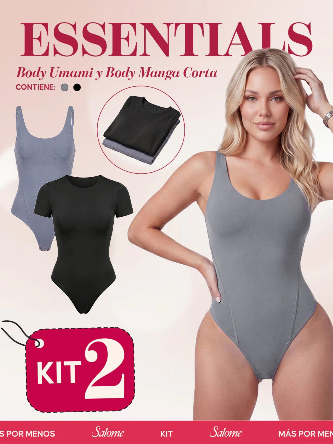 Kit Body Diario Tiras Finas & Manga Corta Sin Costuras | Salome 5005 + 5007 | 01L5 - imagen 3