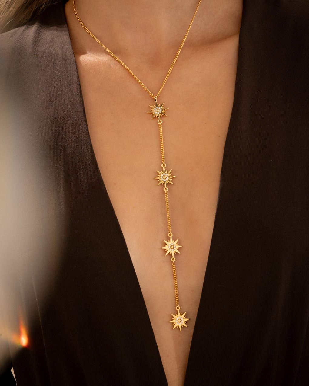 Collar Corbatín Estrellas Cristal + Aretes - imagen 2