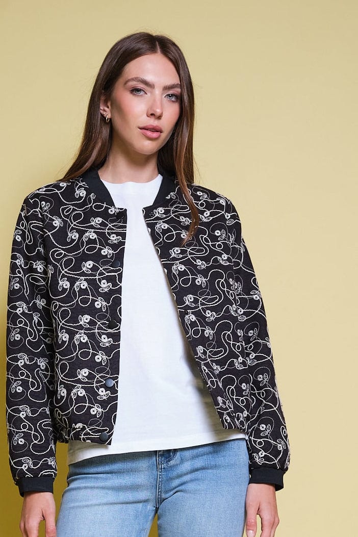 CHAQUETA BOMBER NEGRA CINTAS ALL OVER - imagen 3