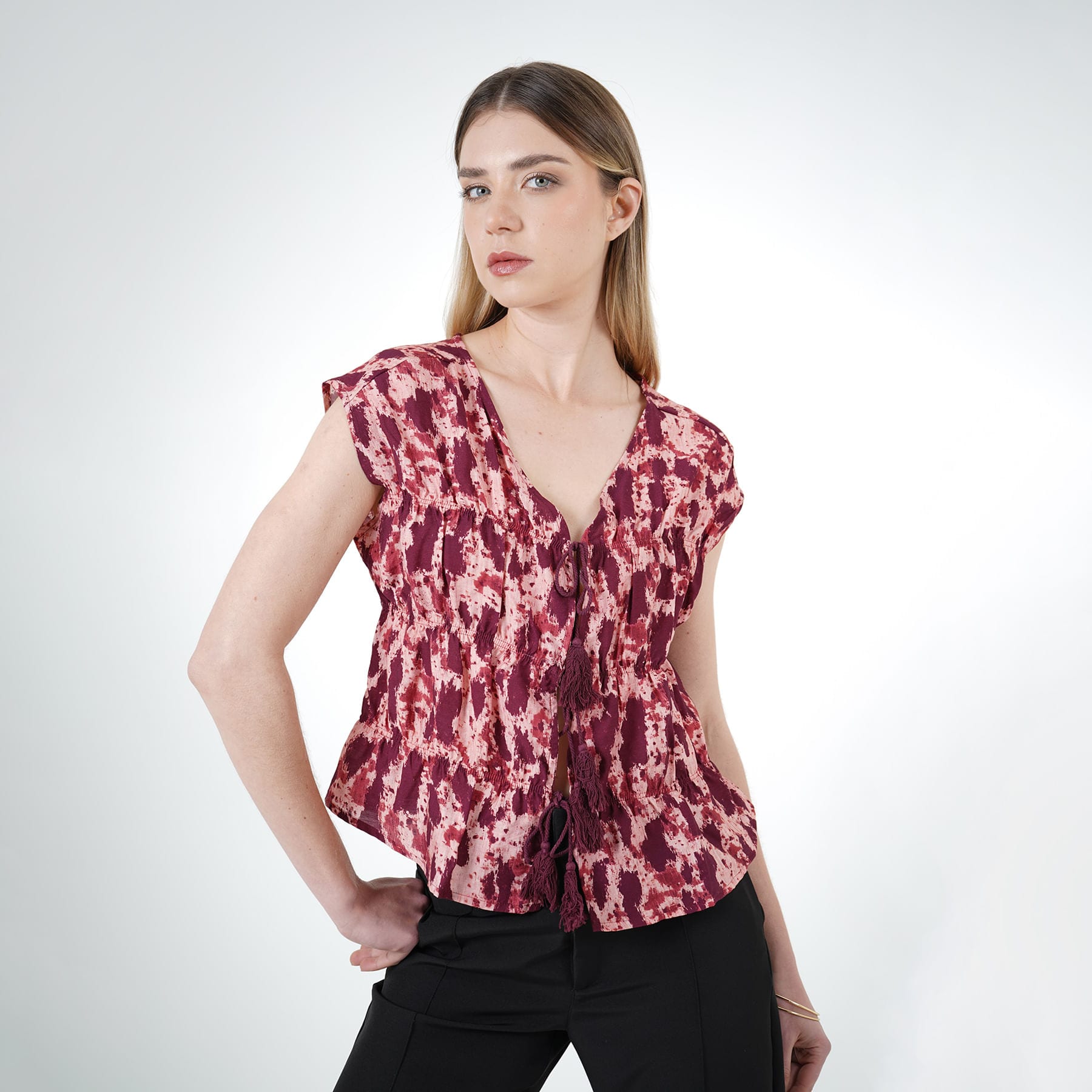 Blusa Cuello V Manga Sisa - imagen 1