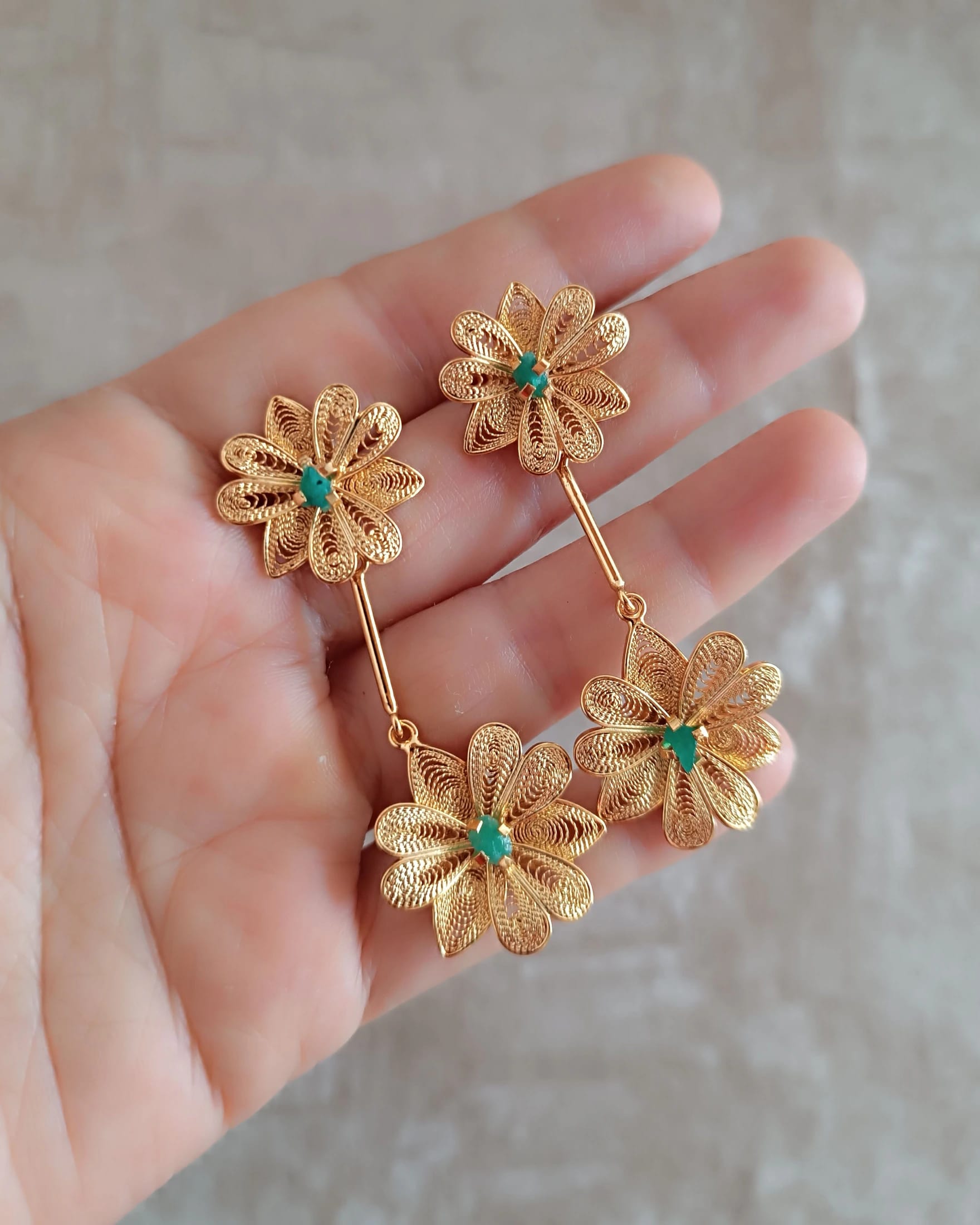 Aretes doble flor, Kany - imagen 6