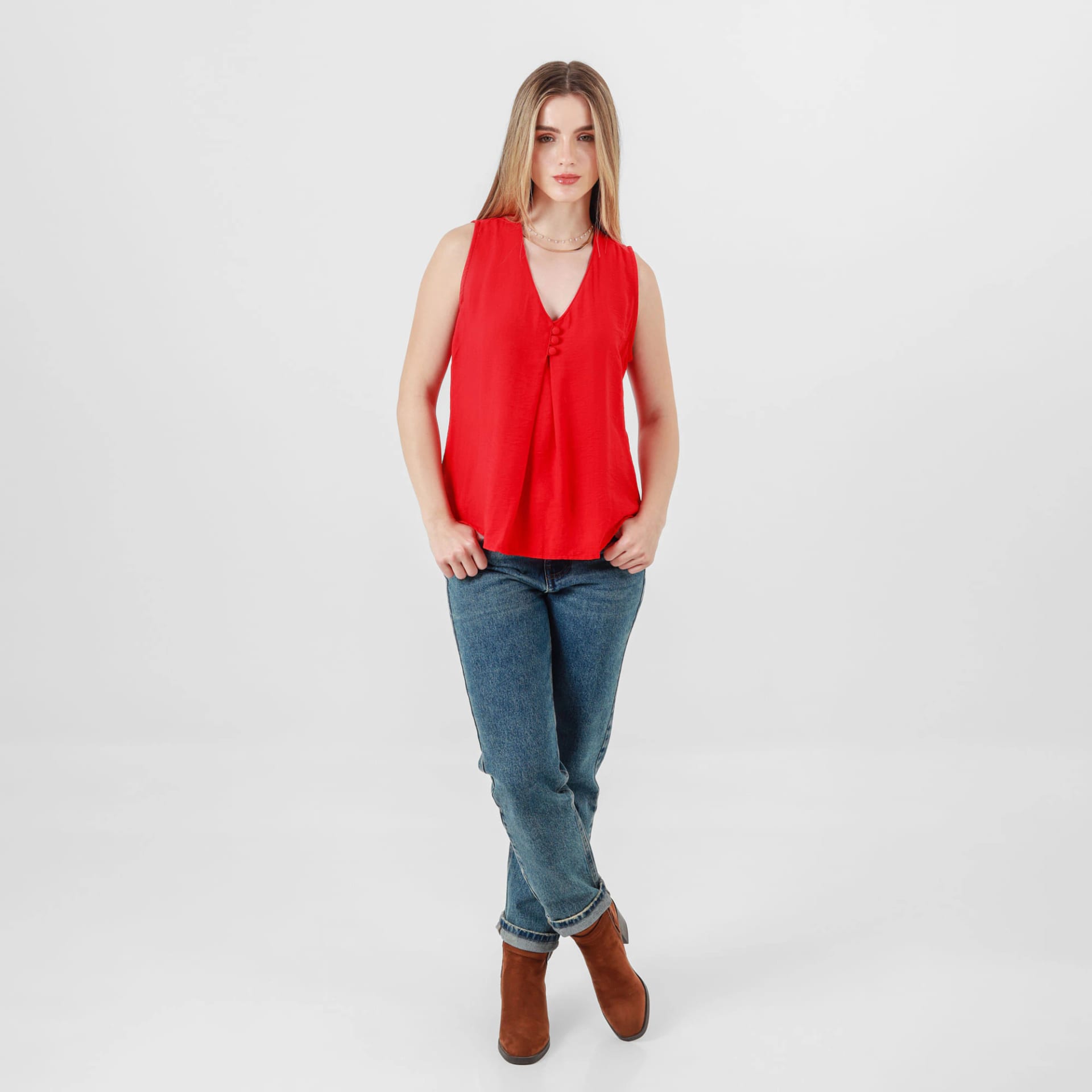 Blusa Cuello V Manga Sisa - imagen 3