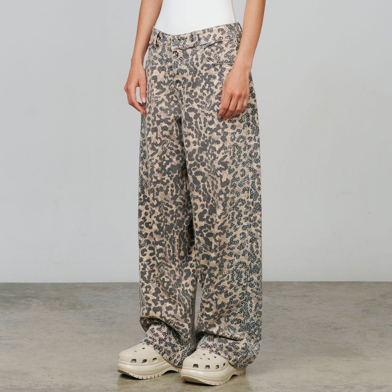 Leopard Wide Leg Jeans - Camel - imagen 3
