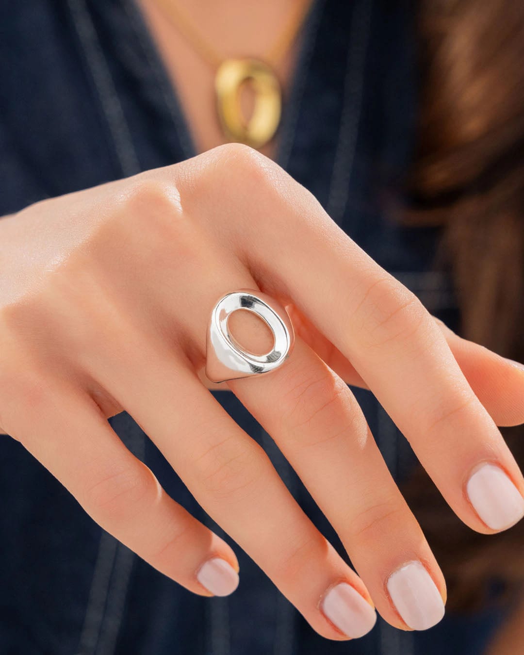 Anillo Ovalo Plata Talla 7 - imagen 1