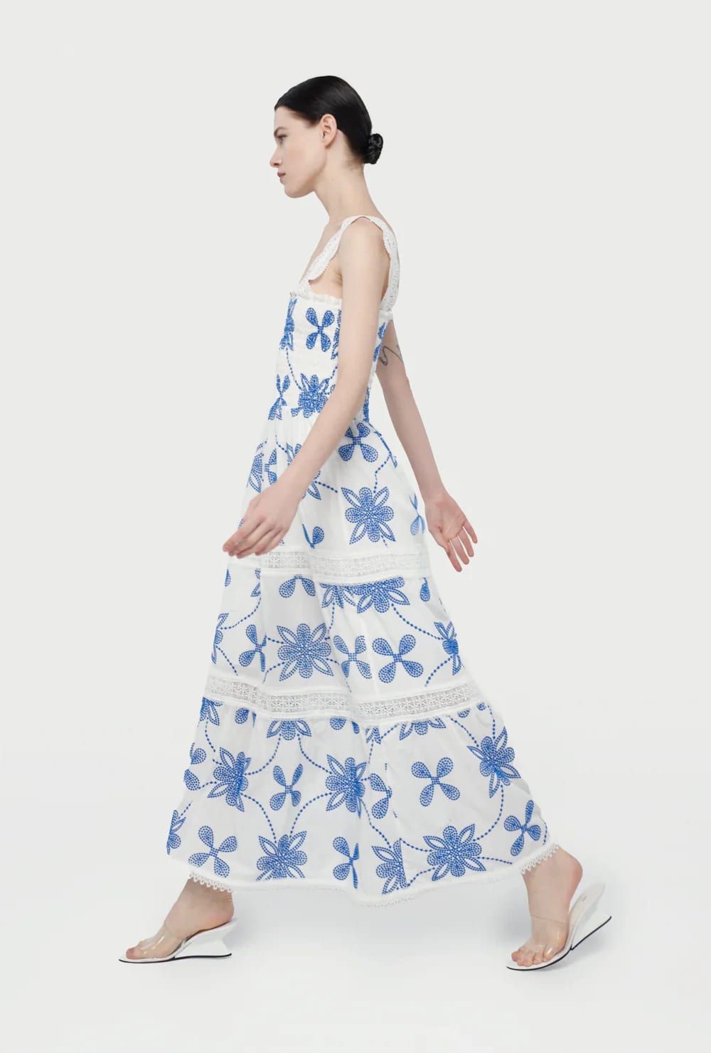 COCO MAXI DRESS WHITE/BLUE - imagen 1