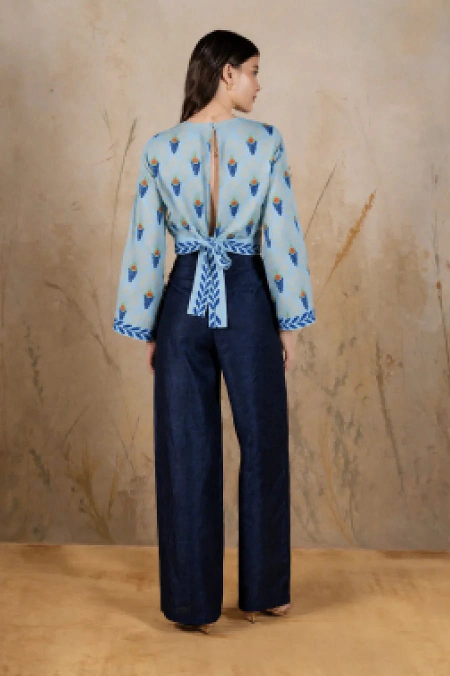 Women's Annona linen blouse blue - imagen 3