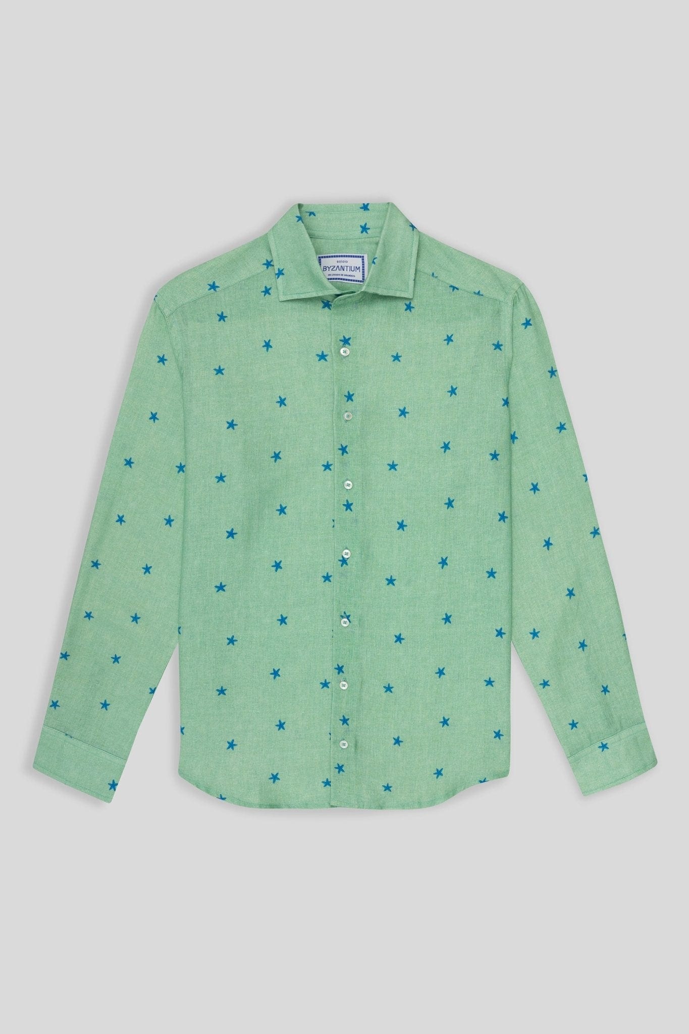 Men's linen shirt green estelle - imagen 2