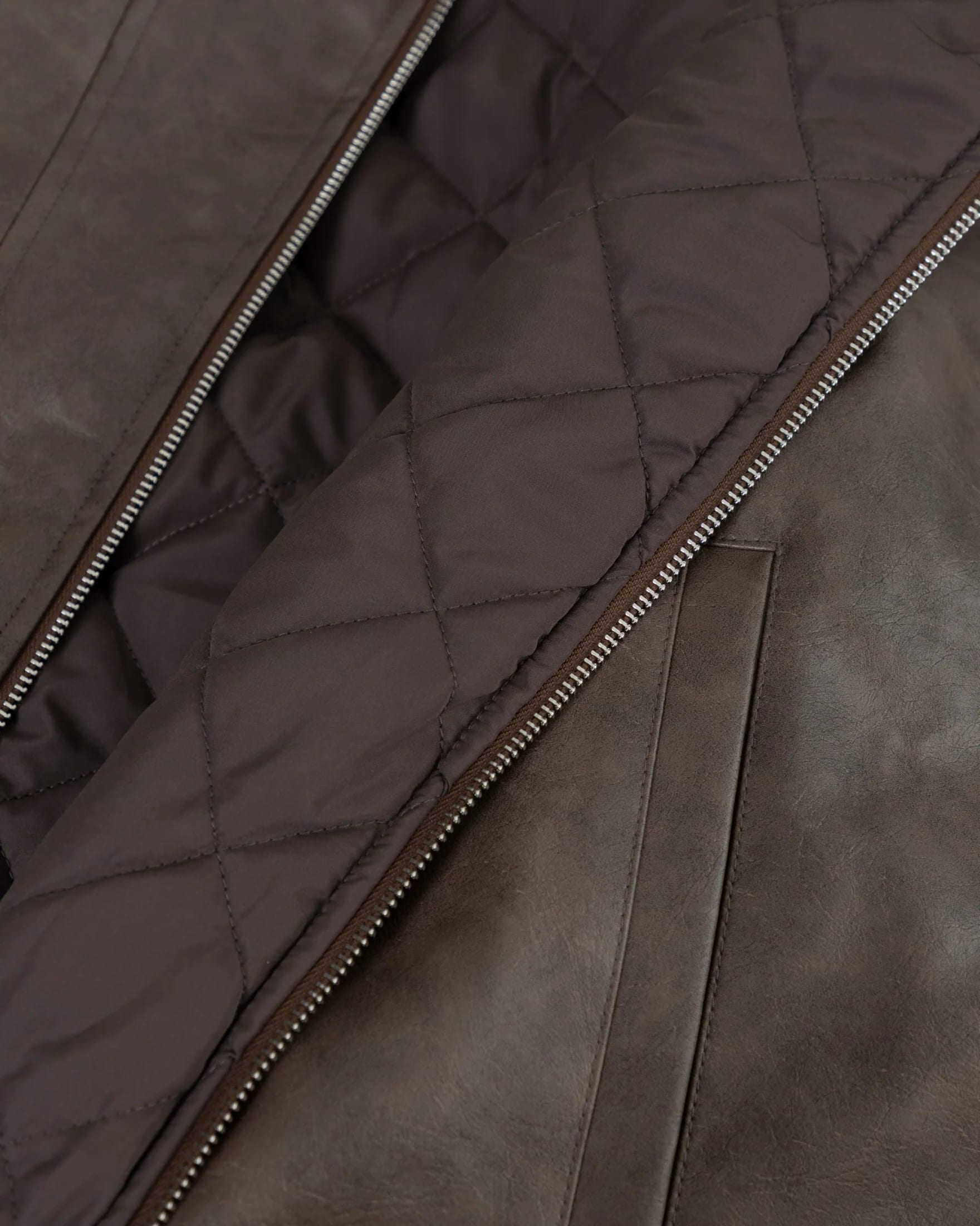 Basics Vintage Panelled Bomber Jacket Brown - imagen 13