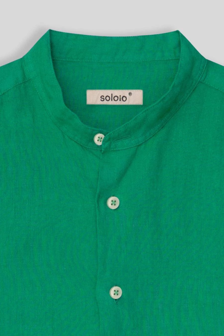 men’s linen shirt mao green basic - imagen 6