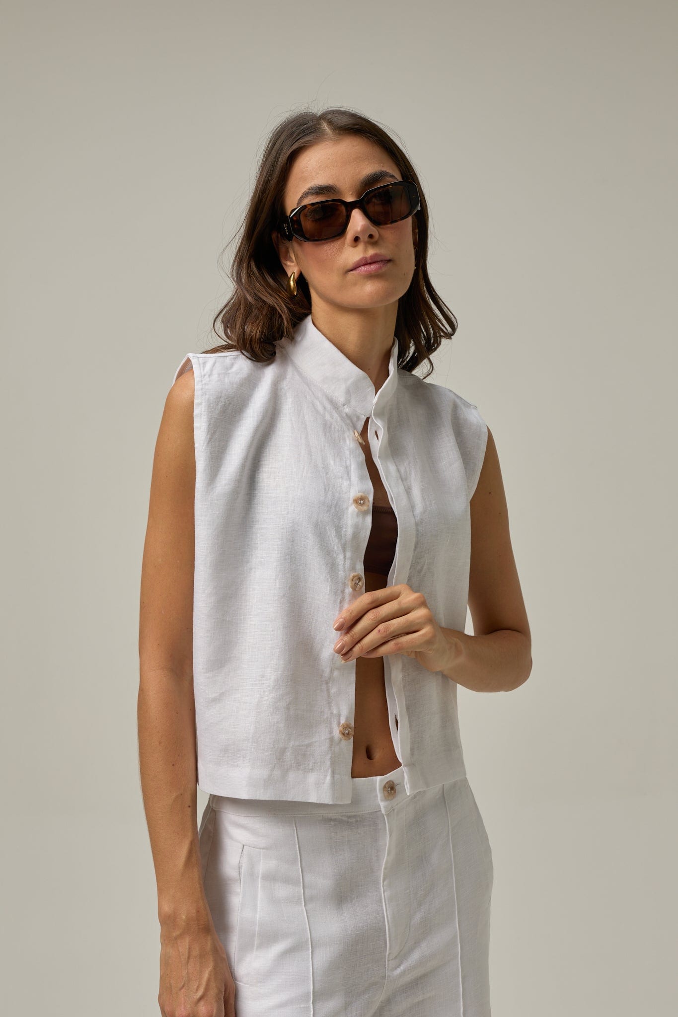 Chaleco Muse de lino | blanco - imagen 2