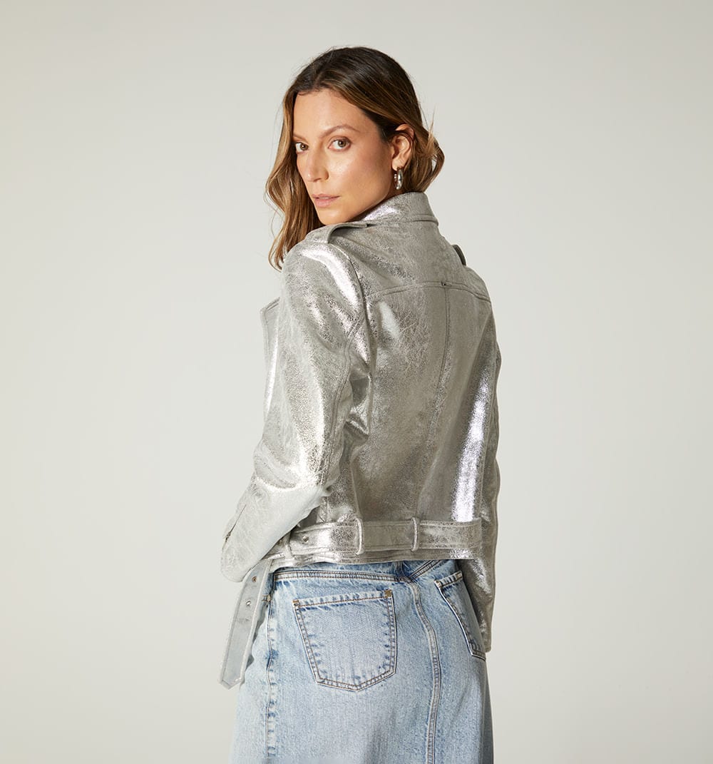 Chaqueta biker con efecto foil - imagen 3