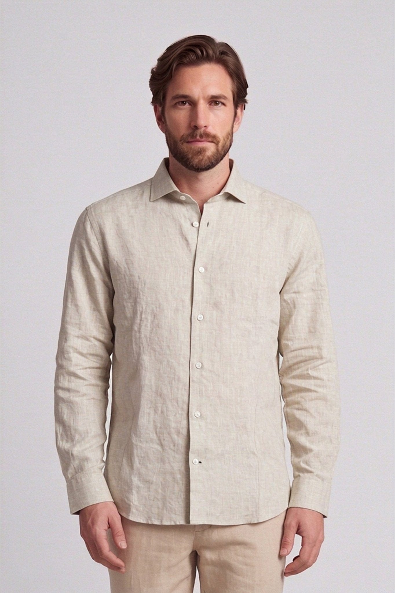 Camisa lino algodon manga larga para hombre Jon Sonen 010225057 - imagen 2