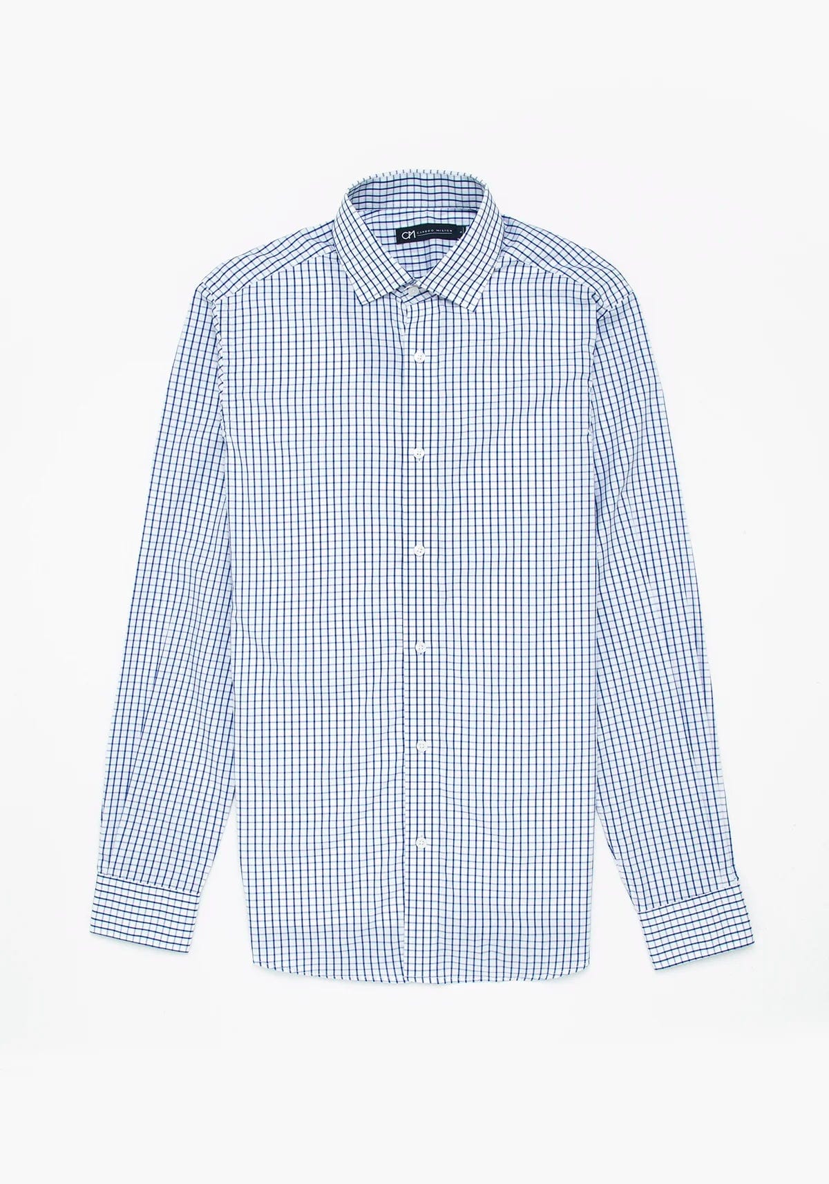 Camisa Popelín Cuadro Ventana Algodón Azul Tinta - imagen 1