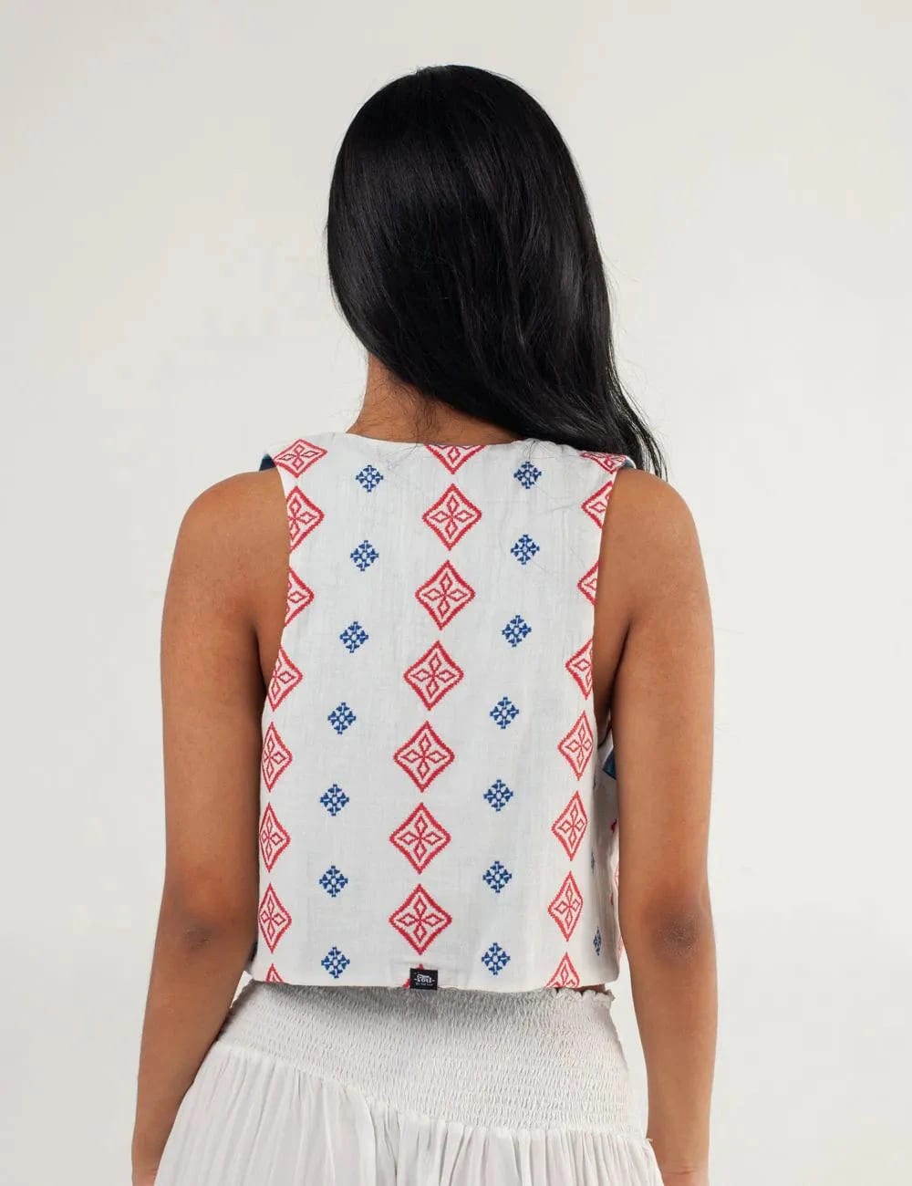 Chaleco Escote en Pico  Grecia blanco+azul+rojo Mujer - imagen 9