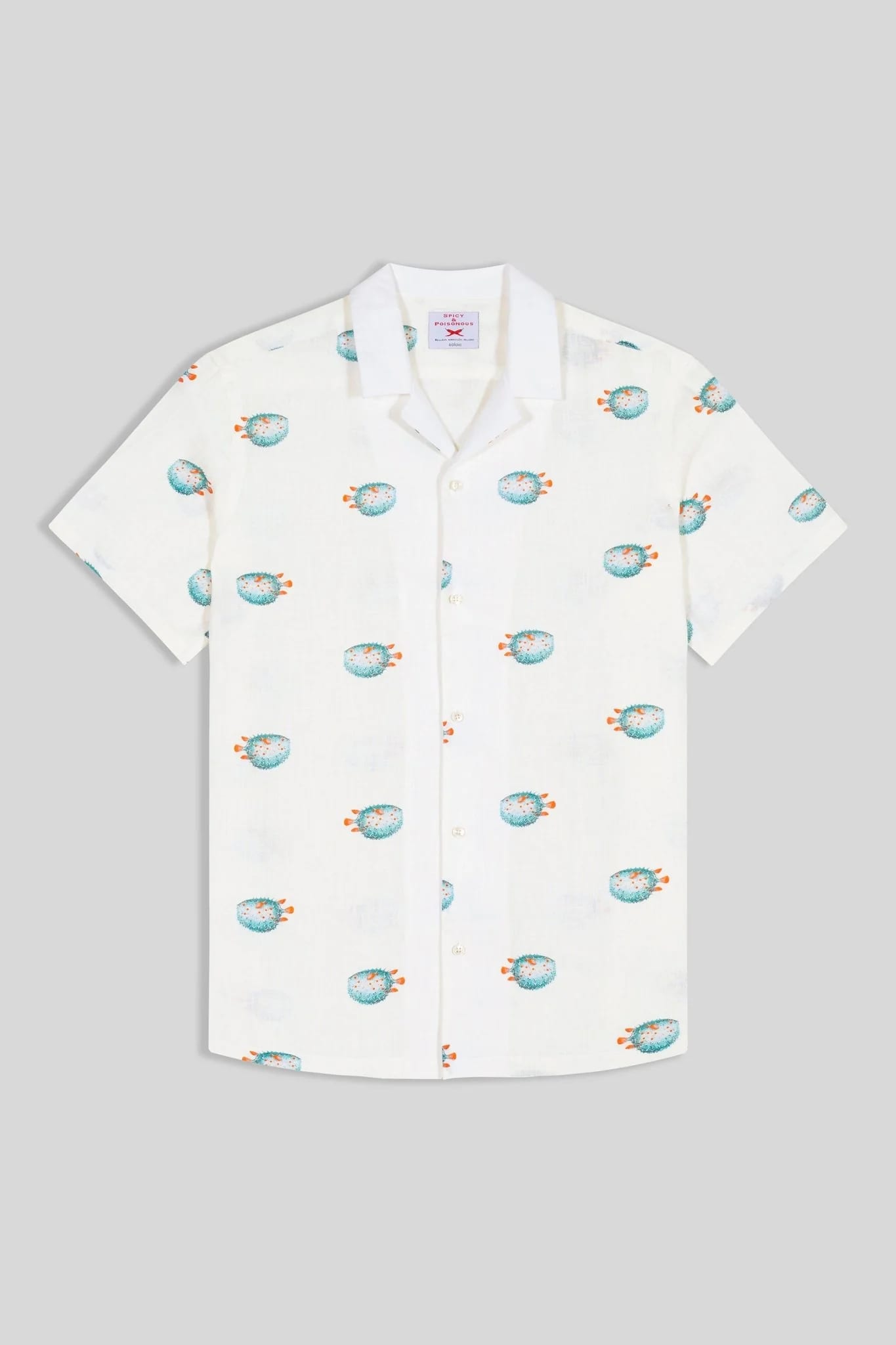 Men's linen shirt green separate pufferfish - imagen 4