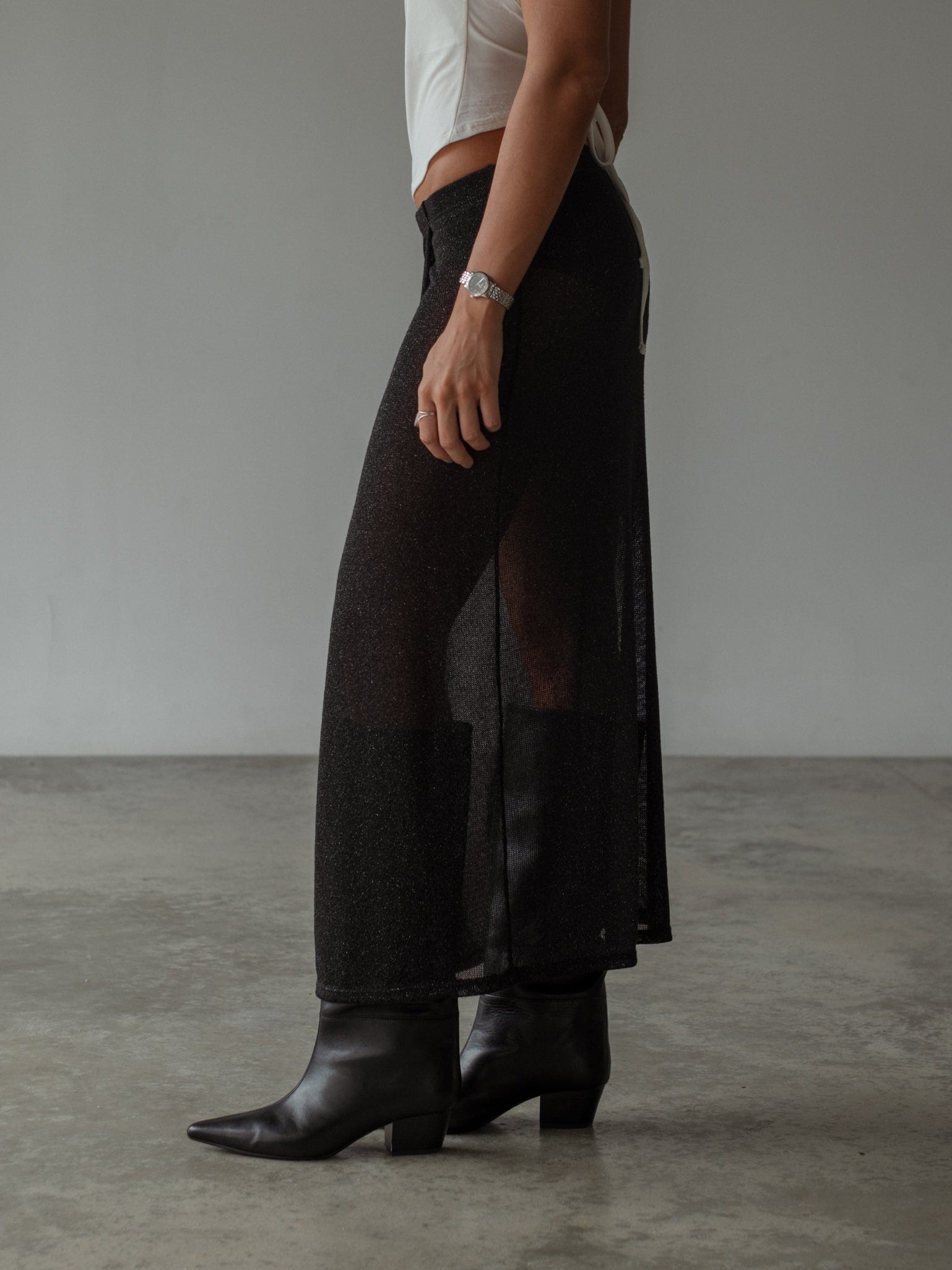OVER LONG SKIRT - GLOSSY BLACK - imagen 11