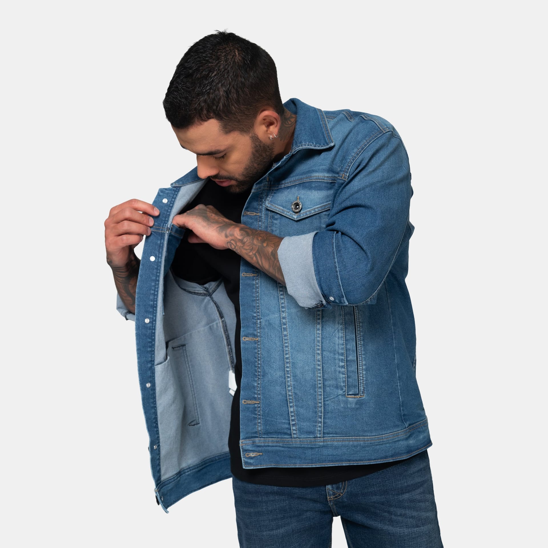 Chaqueta Denim Clásica Azul Medio - imagen 3