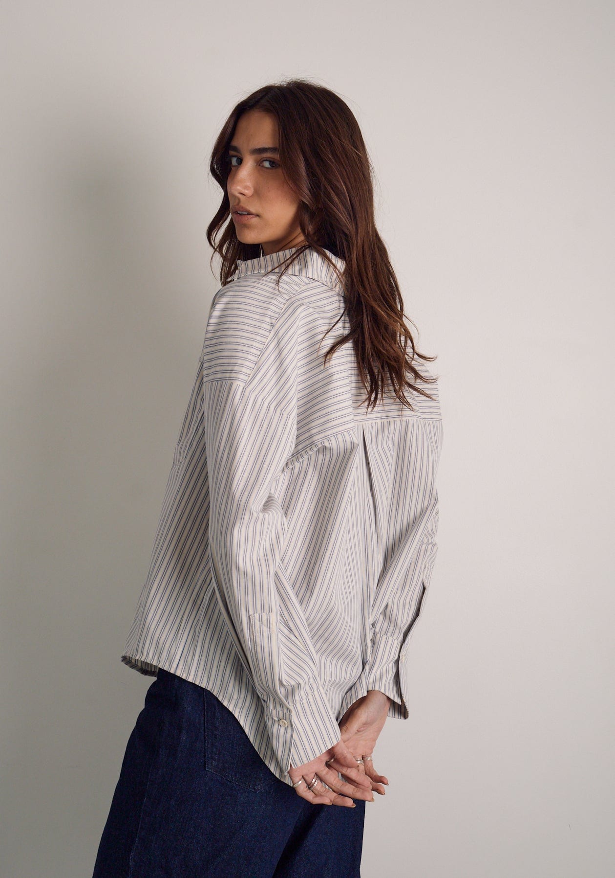 Camisa Antonella Rayas Marfil - Azul - imagen 4