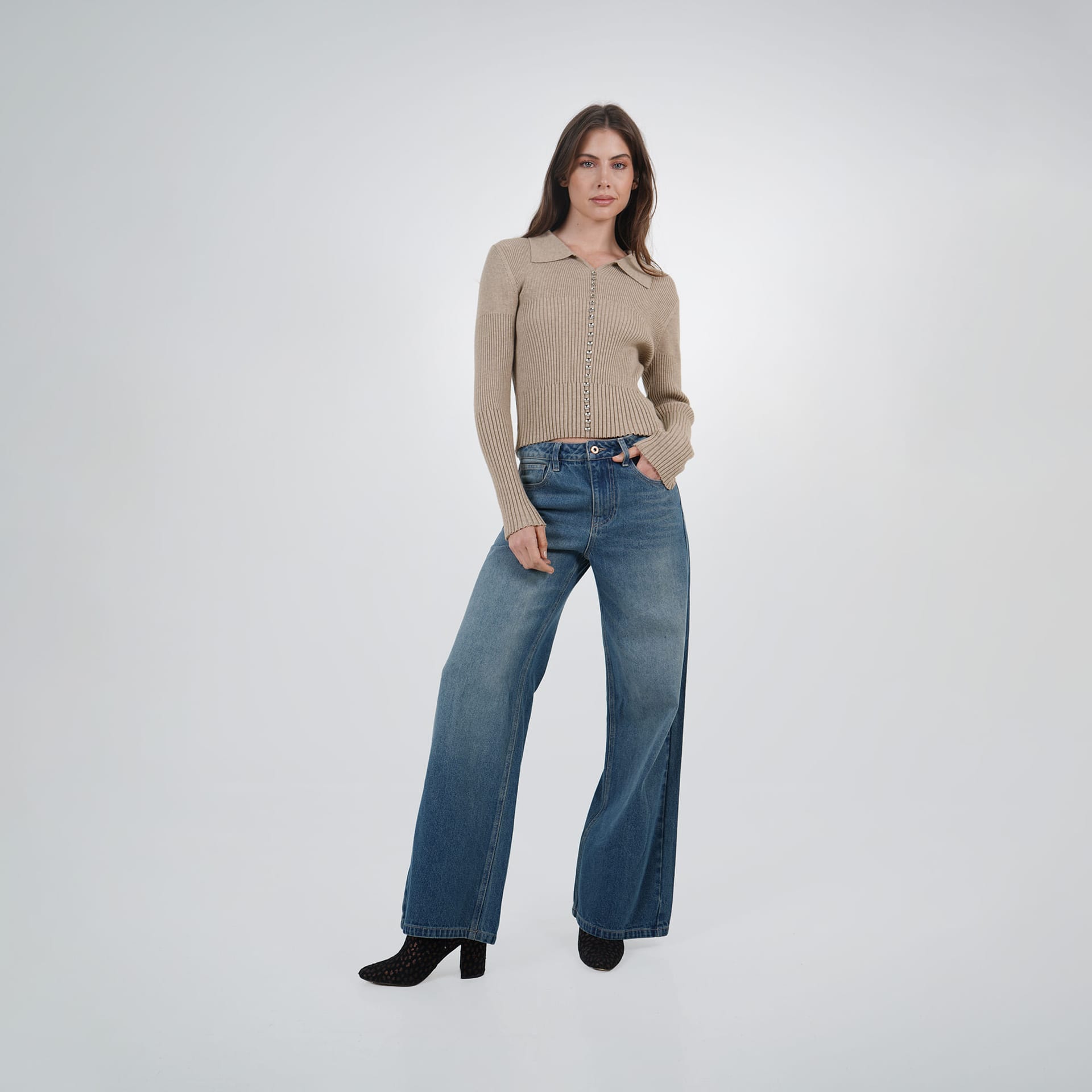 Sweater cuello sport manga larga con botones - imagen 6
