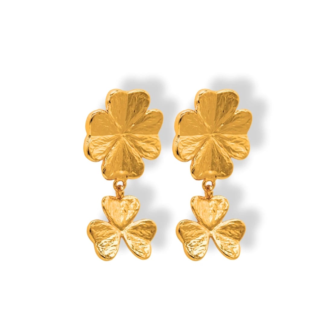 Aretes largos dobles de trébol - imagen 2