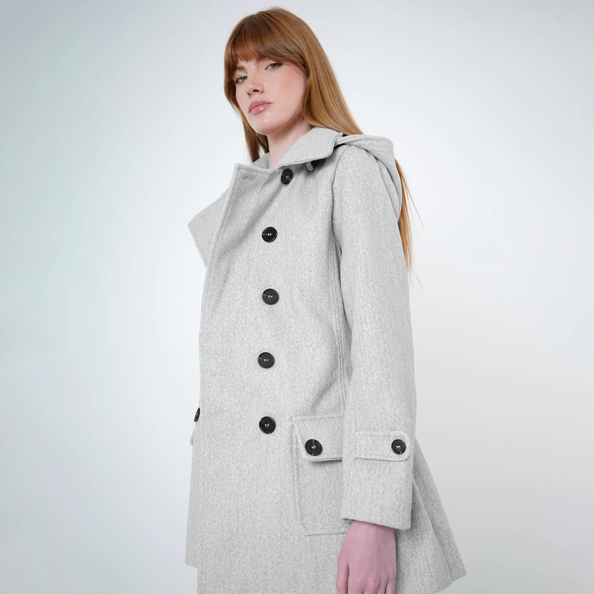Chaqueta abrigo trench cruzado cuello solapa con capucha - imagen 18