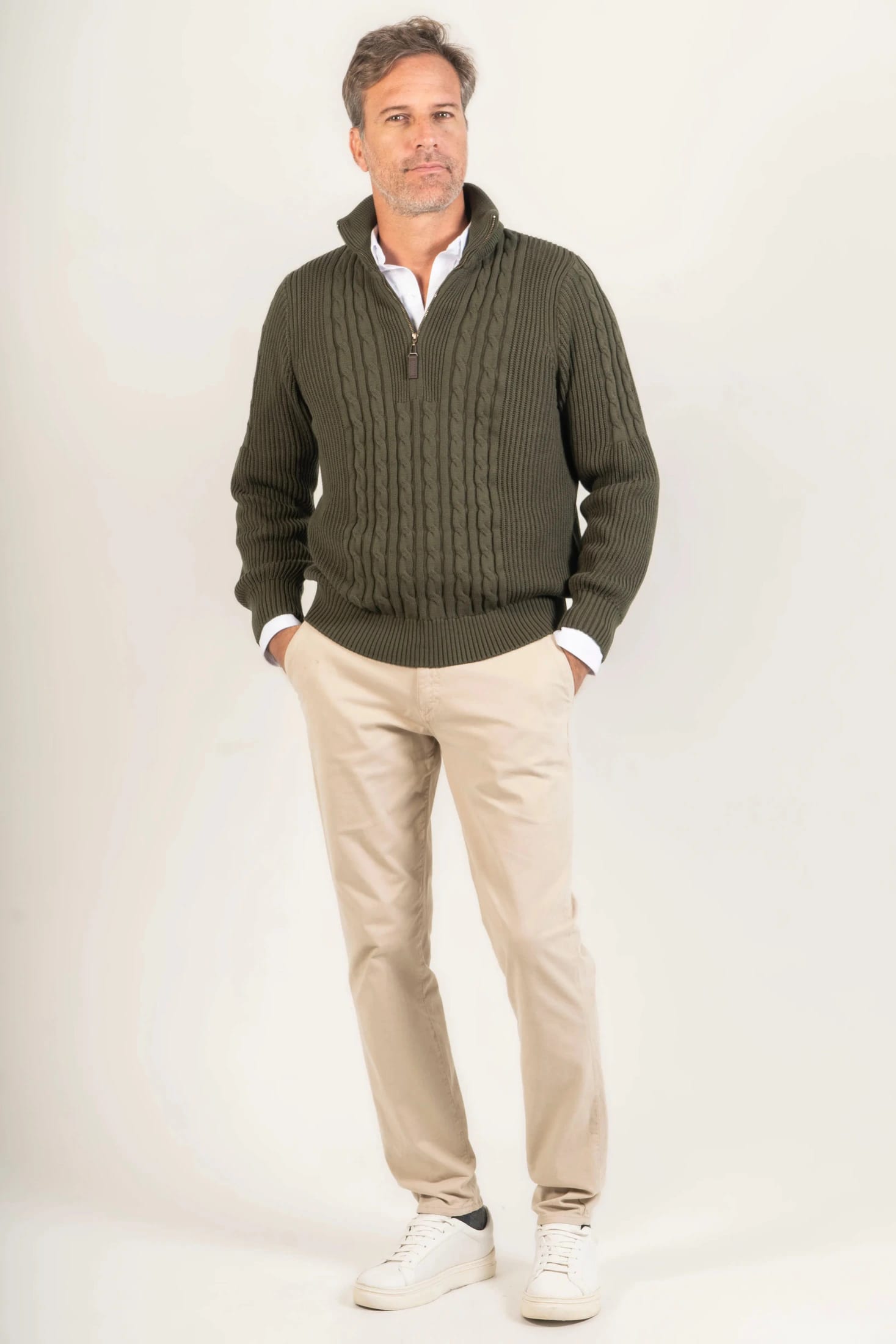 Suéter Halfzip Highland Hombre Verde Militar - imagen 5