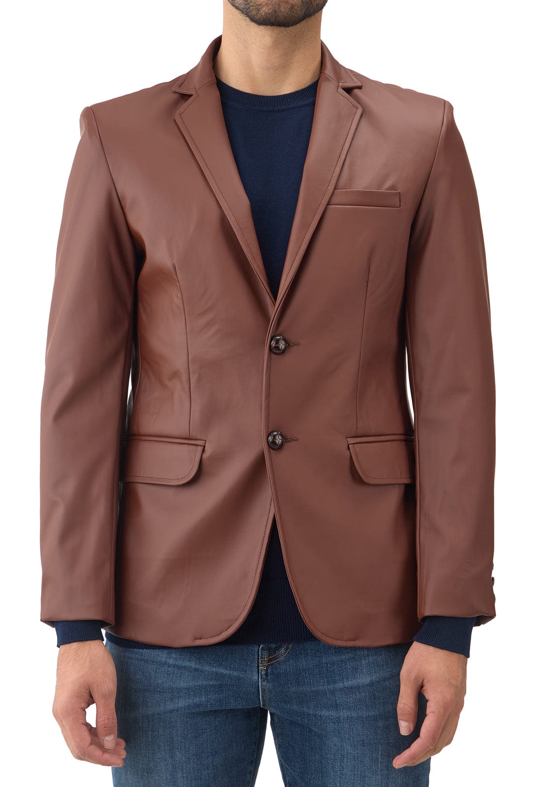 Blazer en cuerina café - imagen 9