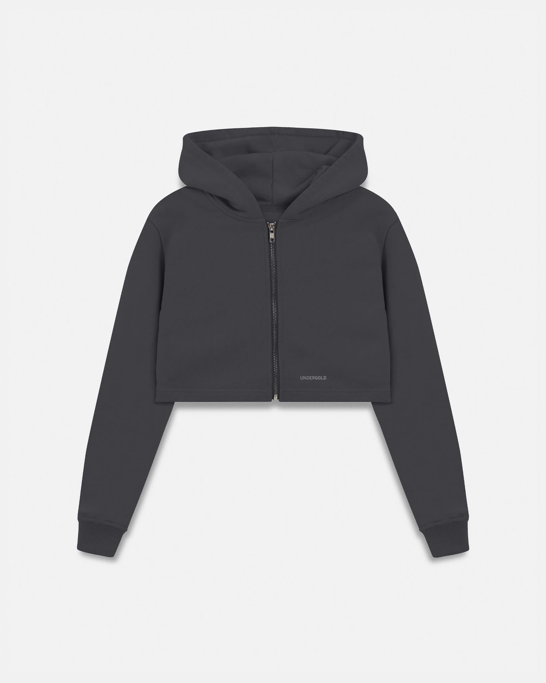 Line Basic Slim Fit Zip Up Cropped Hoodie Dark Gray - imagen 1