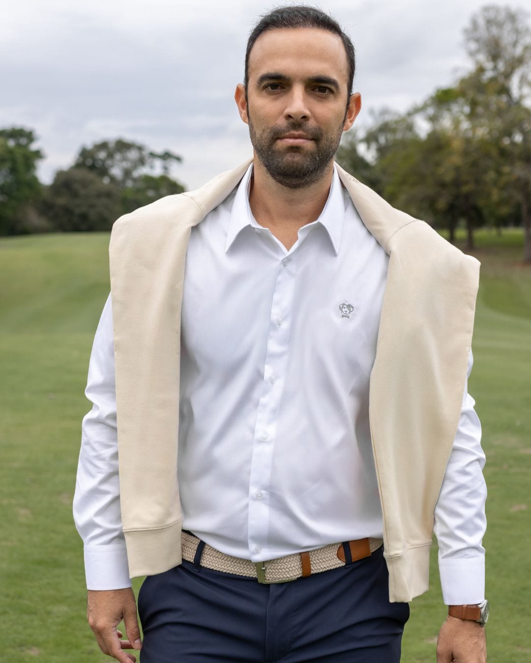 Camisa Antiarrugas Oxford Blanco Logo Sage - Talla Regular - imagen 6