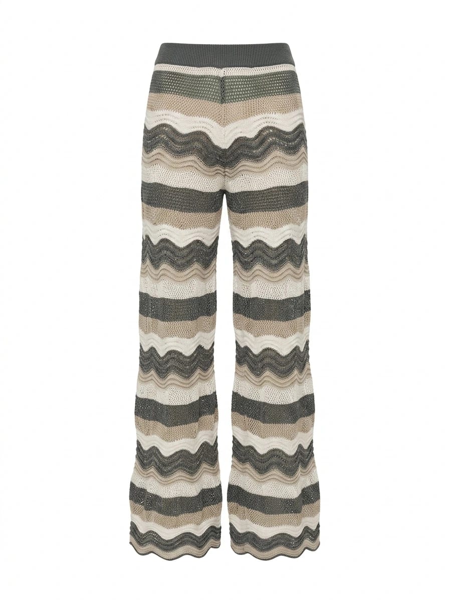 MARTINA PANT GREEN WITH BEIGE STRIPES - imagen 1