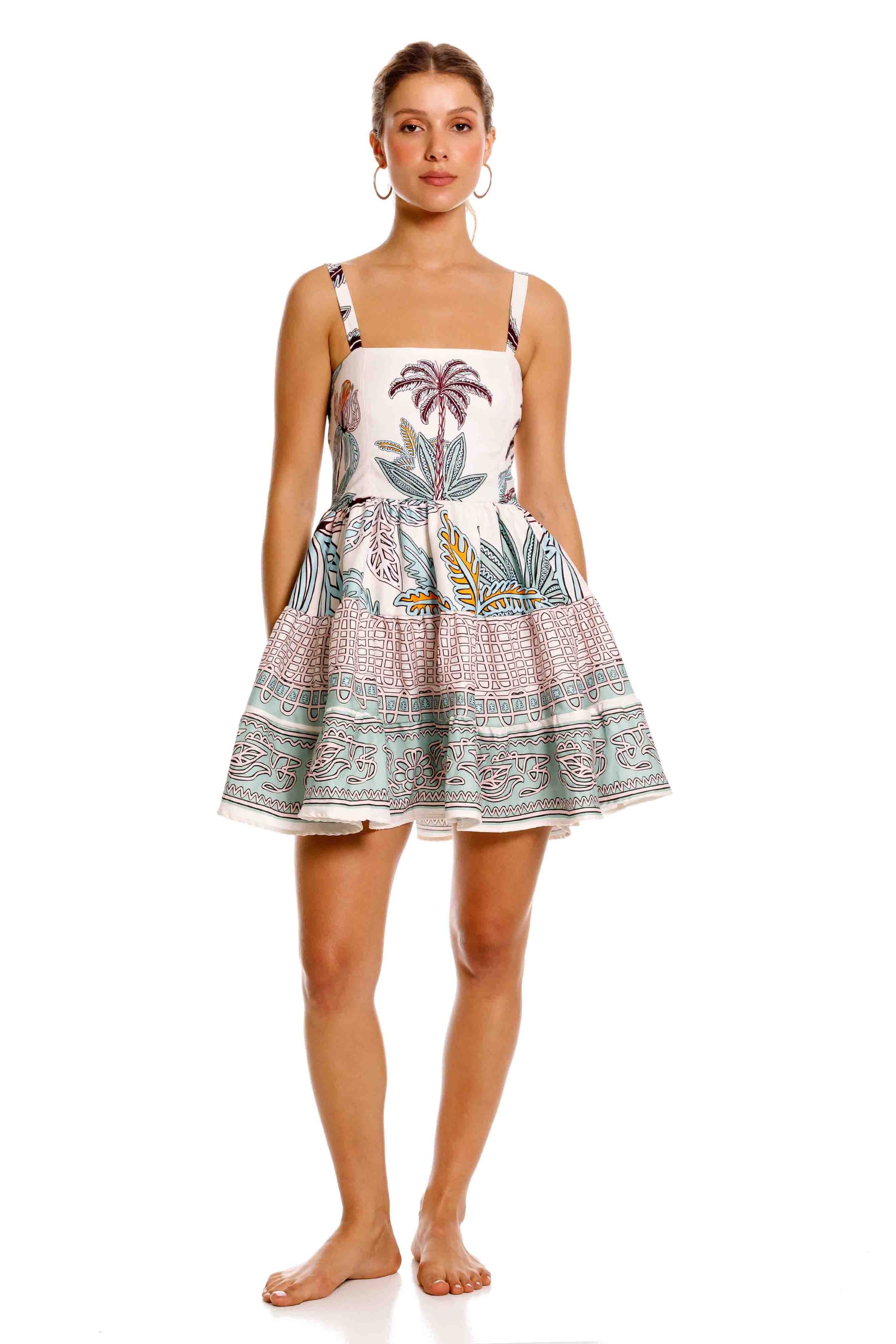 Vestido Corto Jardinero Maxipalms Beige - imagen 1