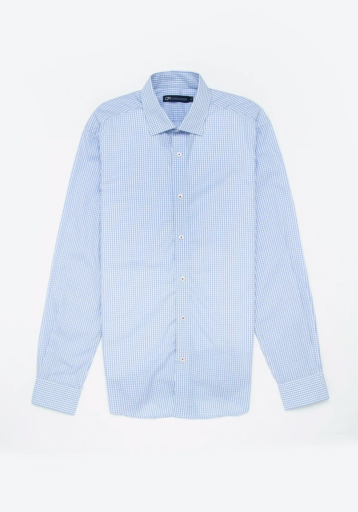 Camisa Popelín Cuadro Ventana Algodón Azul Claro - imagen 1