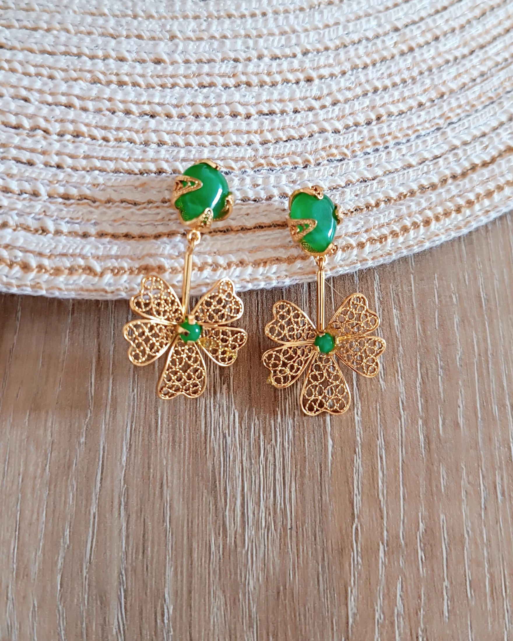 Aretes filigrana Alegría con jade - imagen 5