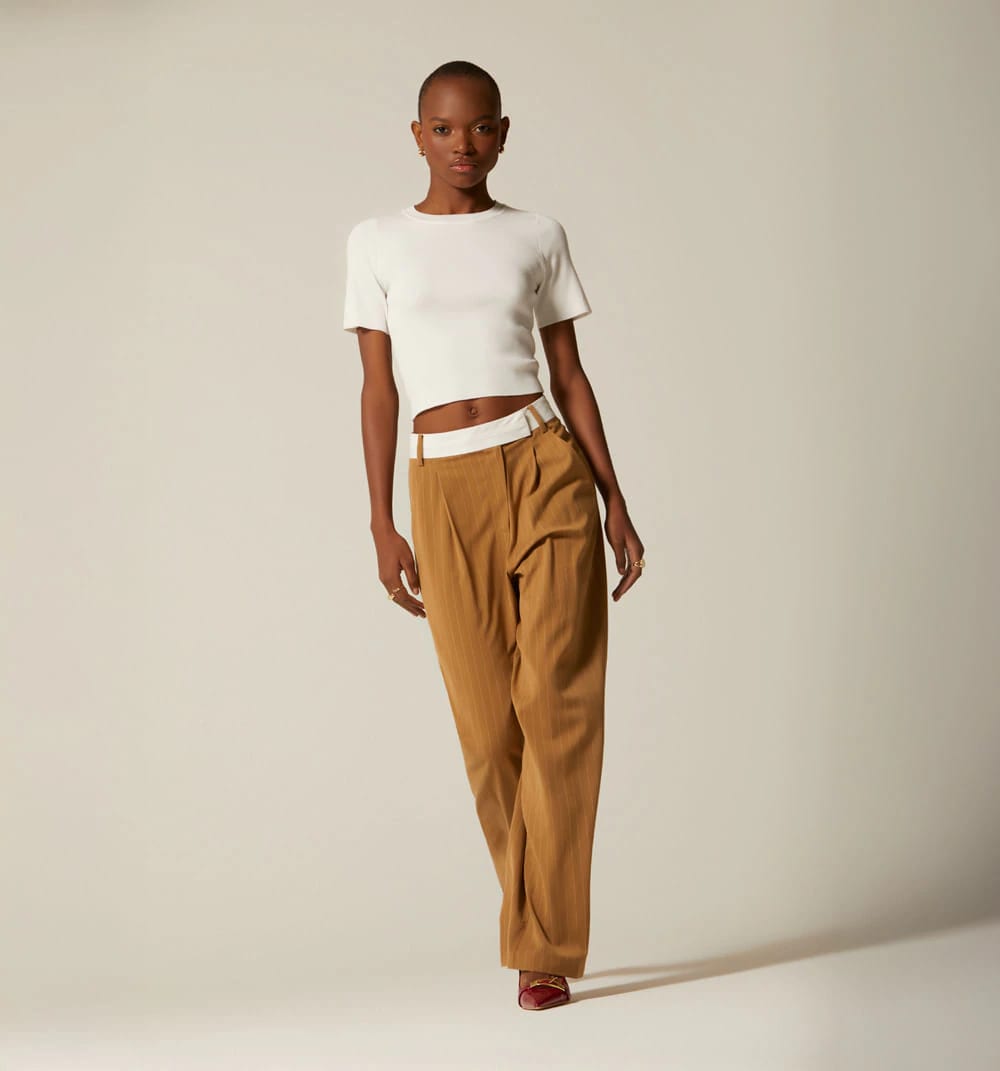 Pantalon  con  contraste  en pretina - imagen 4