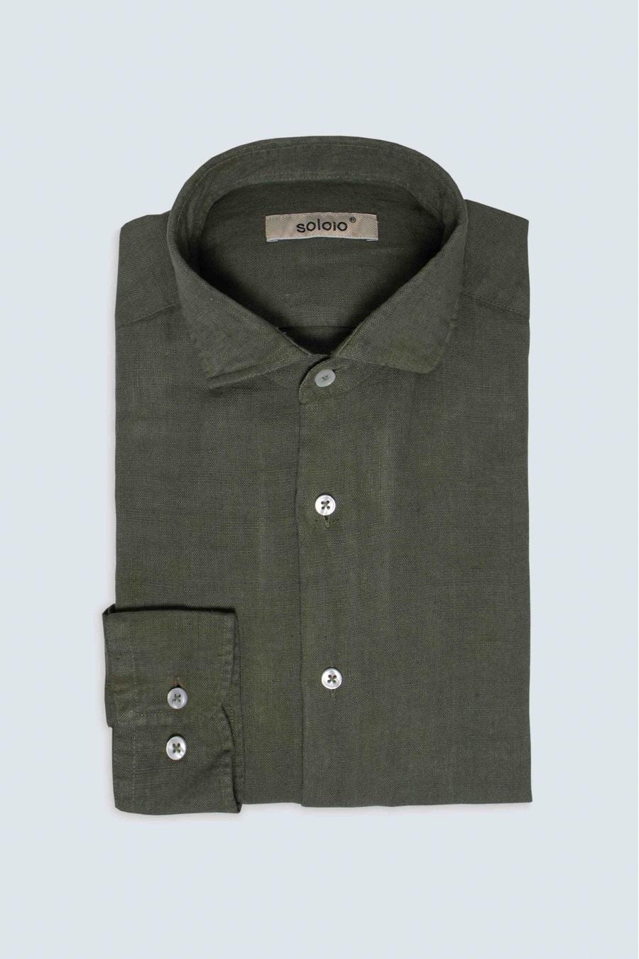 Men's linen shirt military green - imagen 7