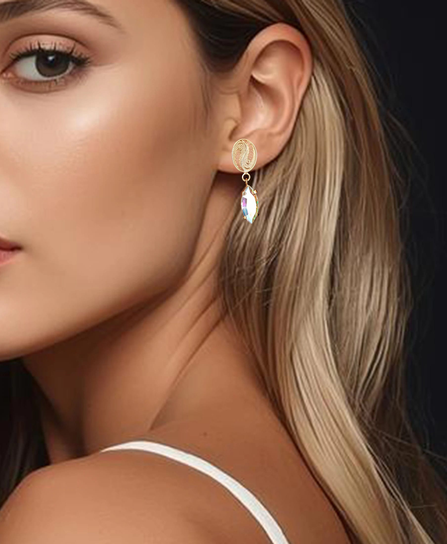 Aretes granito de café y cristal boreal - imagen 2