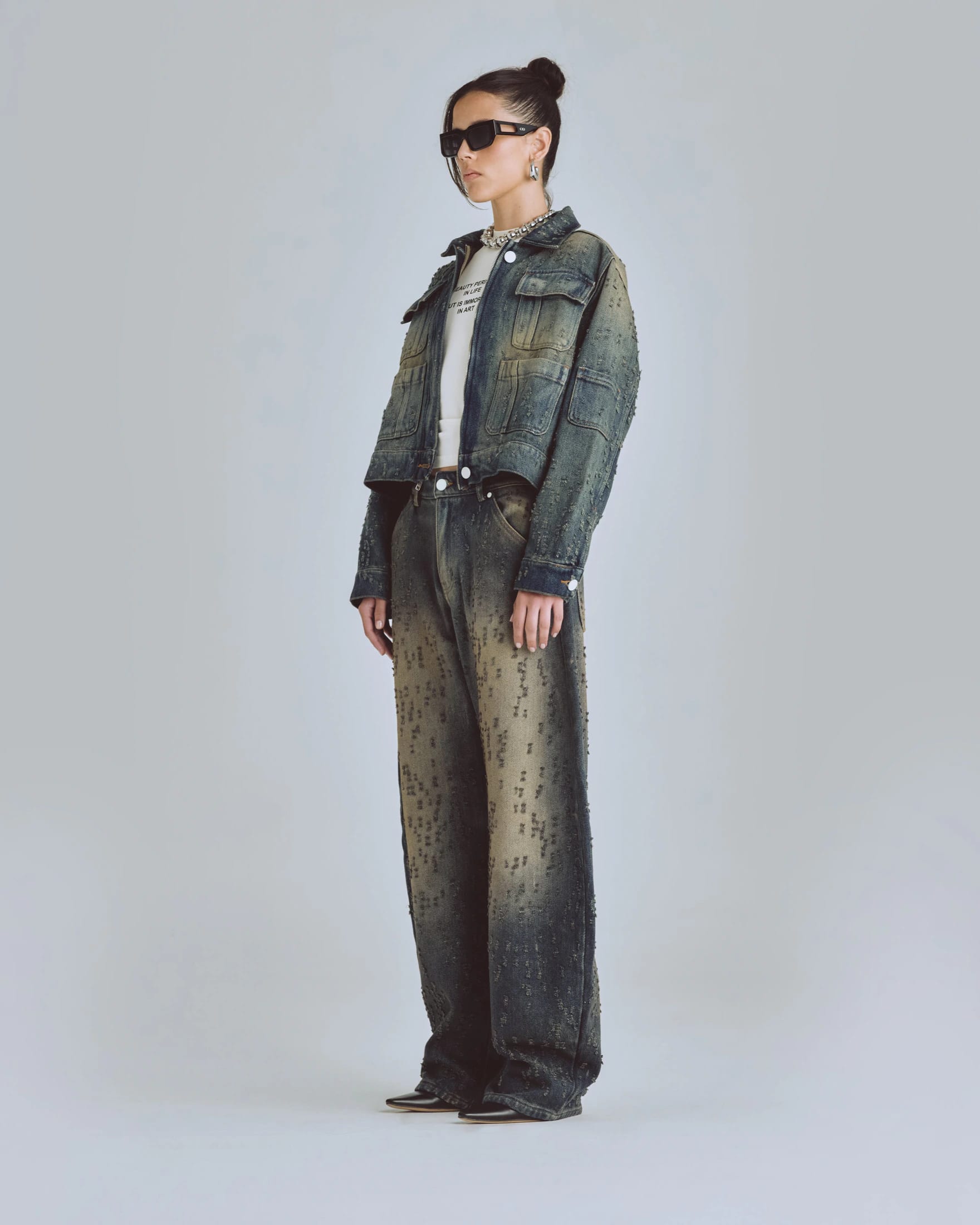 W Agnus Dei Undrgld Ripped Jacket Dirty Blue - imagen 5