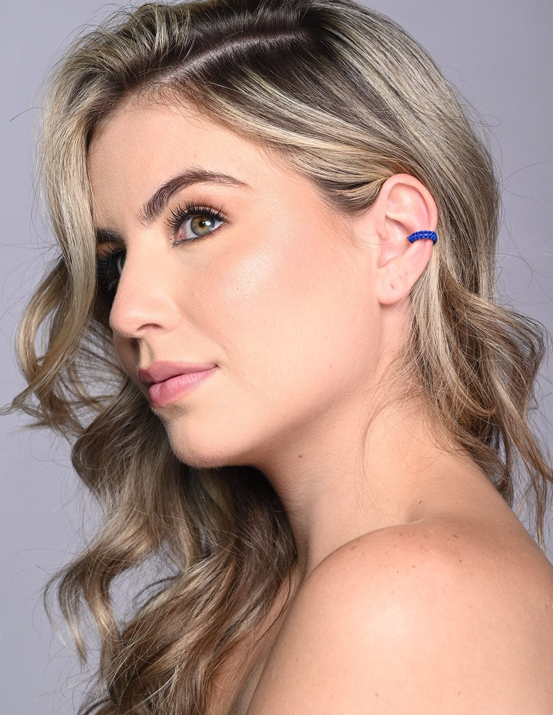 Ear Cuff Luna Creciente Blue King - imagen 2