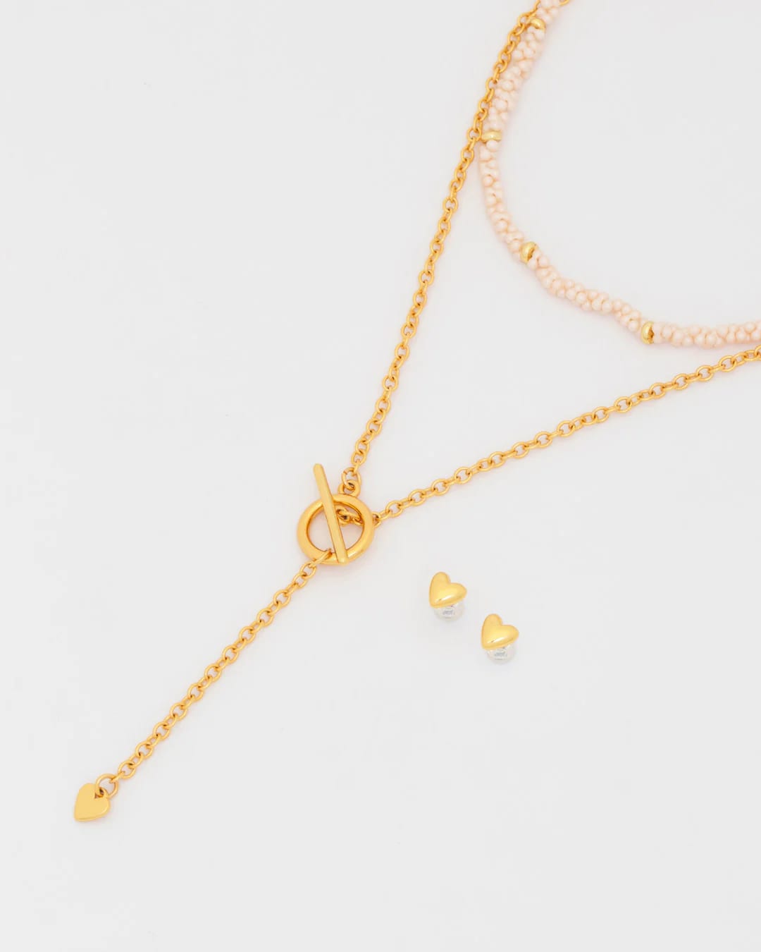 Set X2 Collar Corbatín Corazón Candado + Aretes - imagen 2