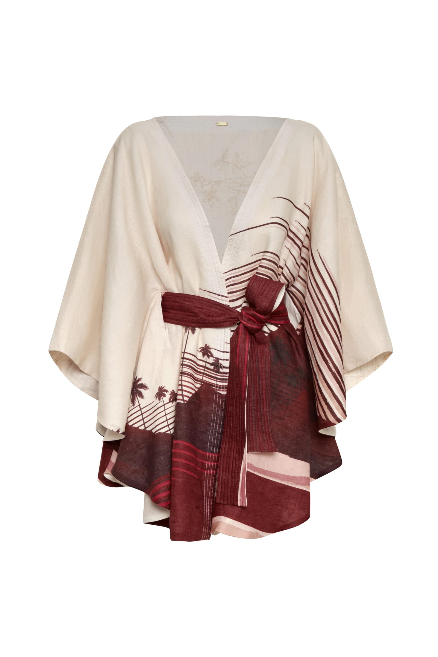 Cavalo Linen Poncho / Red Tropical Landscape - imagen 1