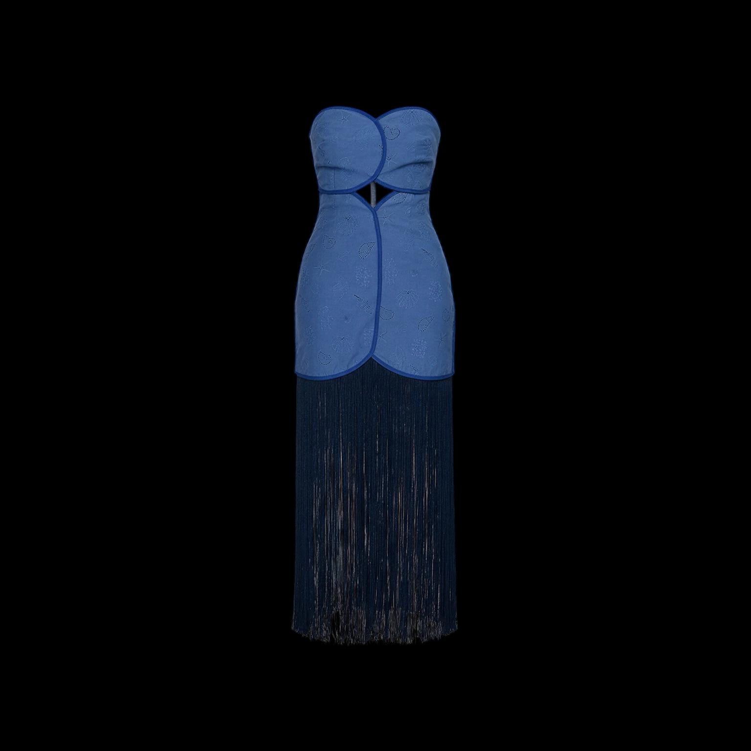 JOAQUINA DRESS DEEP SEA BLUE SEASHELLS - imagen 1