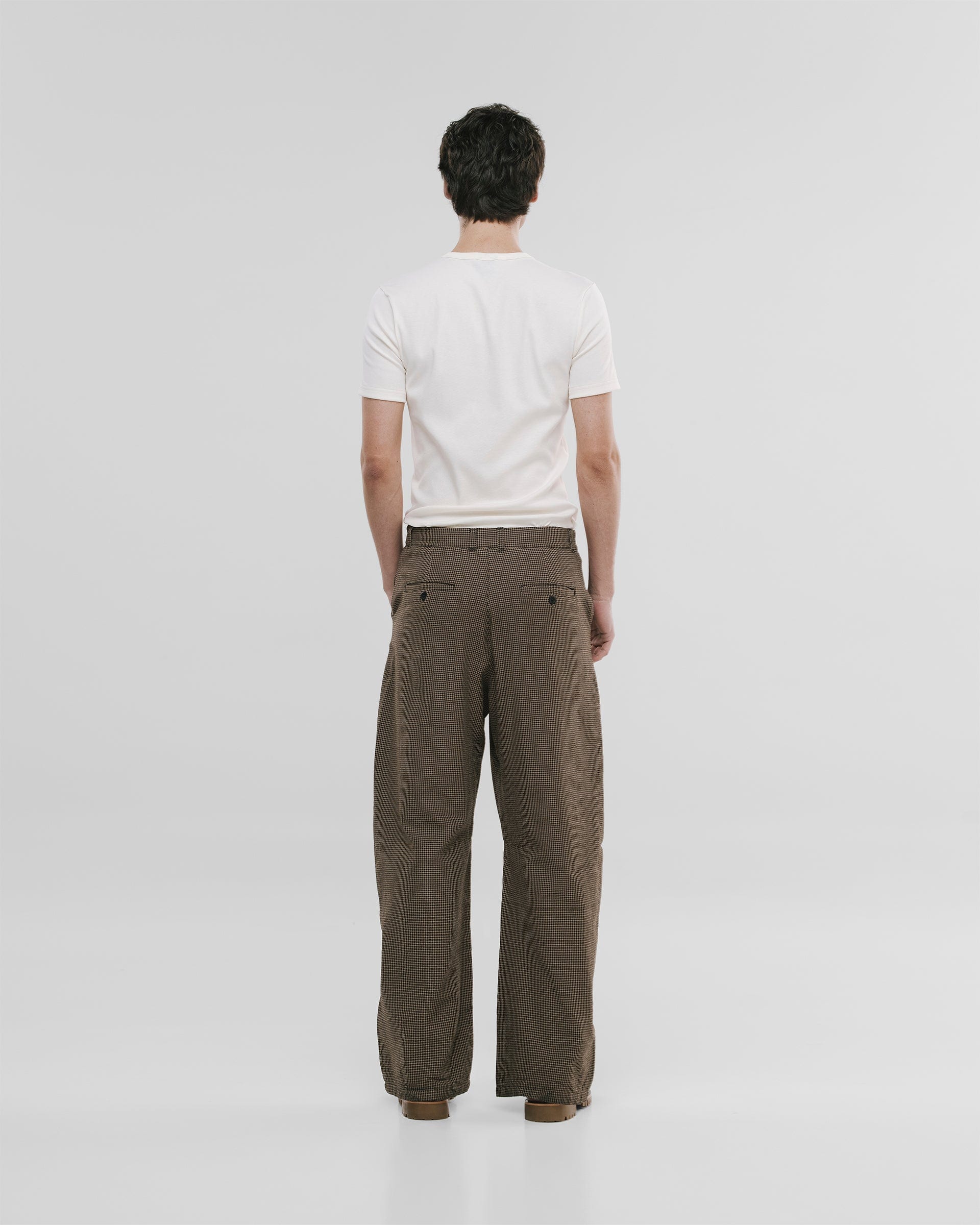Barrel Fit Houndstooth Trousers - Café - imagen 6